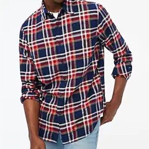 J. Crew Blue and Red Casual Flannel Button Down Shirt